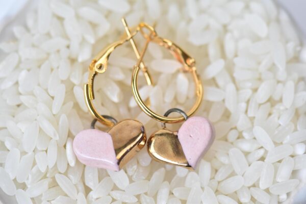 Handmade Drop Earrings, Porcelain Earrings, Minimalist Earrings, Handmade Ceramic Earrings, Artisan Earrings, Heart Earrings, Birthday Gift - Image 4