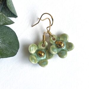 Handmade Drop Earrings, Porcelain Flower Earrings, Handmade Floral Earrings, Floral Drop Earrings, Handmade Jewelry, Birthday Gift for Her