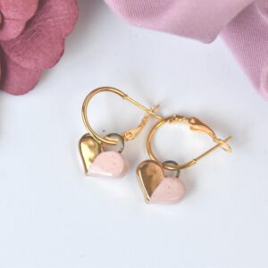 Handmade Drop Earrings, Porcelain Earrings, Minimalist Earrings, Handmade Ceramic Earrings, Artisan Earrings, Heart Earrings, Birthday Gift