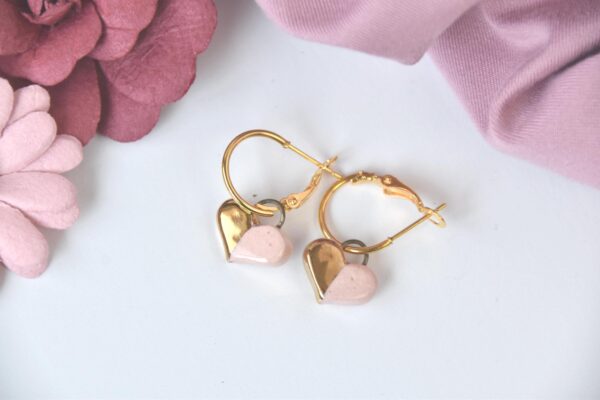 Handmade Drop Earrings, Porcelain Earrings, Minimalist Earrings, Handmade Ceramic Earrings, Artisan Earrings, Heart Earrings, Birthday Gift