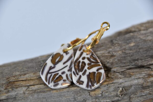Porcelain Drop Earrings, Minimalist Earrings, Porcelain Earrings, Gold Accented Earrings, Statement Earrings, Handmade Jewelry - Image 4