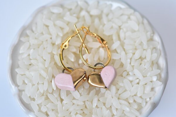 Handmade Drop Earrings, Porcelain Earrings, Minimalist Earrings, Handmade Ceramic Earrings, Artisan Earrings, Heart Earrings, Birthday Gift - Image 5