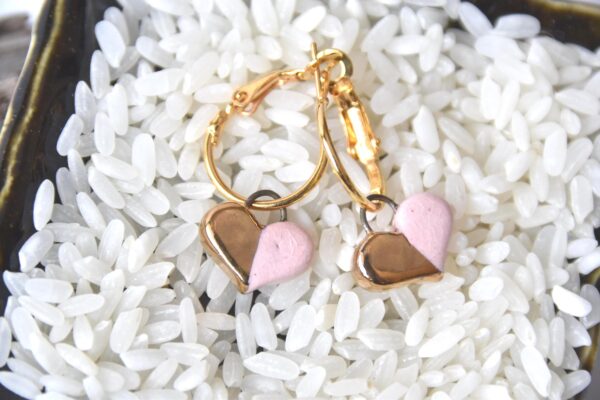 Handmade Drop Earrings, Porcelain Earrings, Minimalist Earrings, Handmade Ceramic Earrings, Artisan Earrings, Heart Earrings, Birthday Gift - Image 2