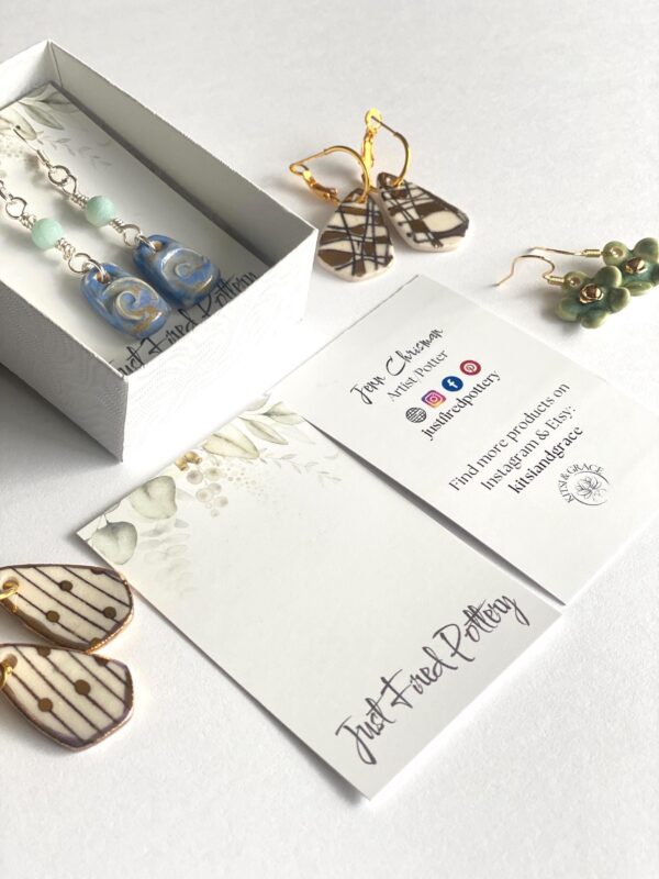Handmade Earrings, Drop Earrings, Porcelain Earrings, Boho Earrings, Handmade Ceramic Earrings, Artisan Earrings, Handmade Jewelry - Image 3